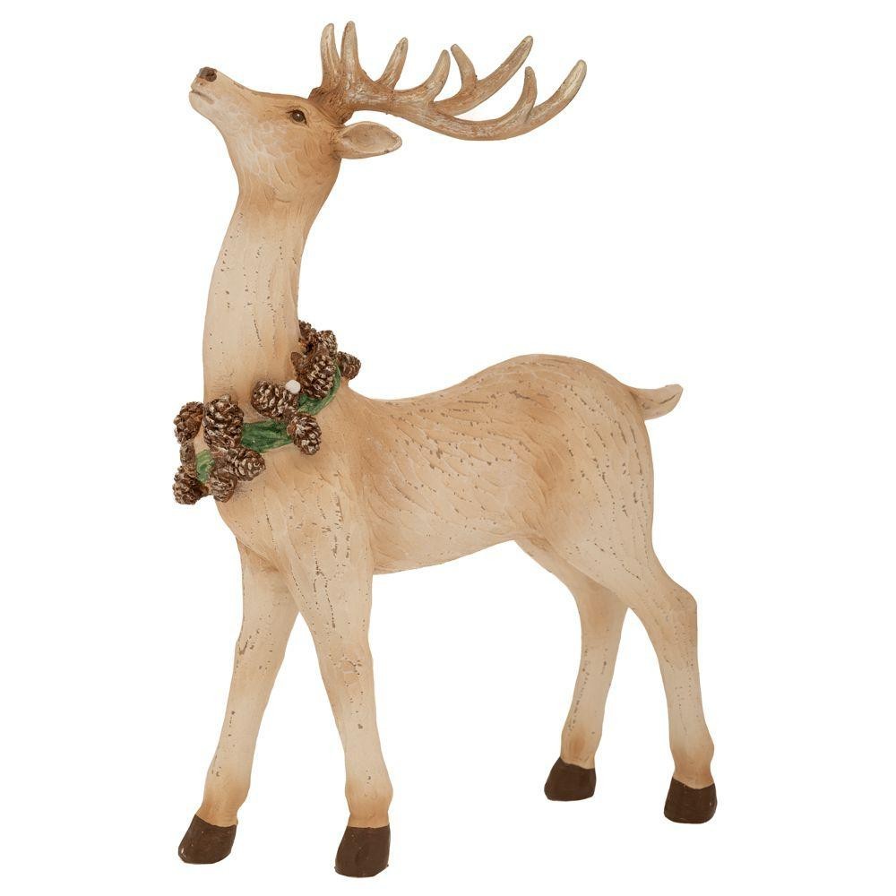 CERVO GUARDA IN ALTO CORNA DORATE 21,5X8X31CM